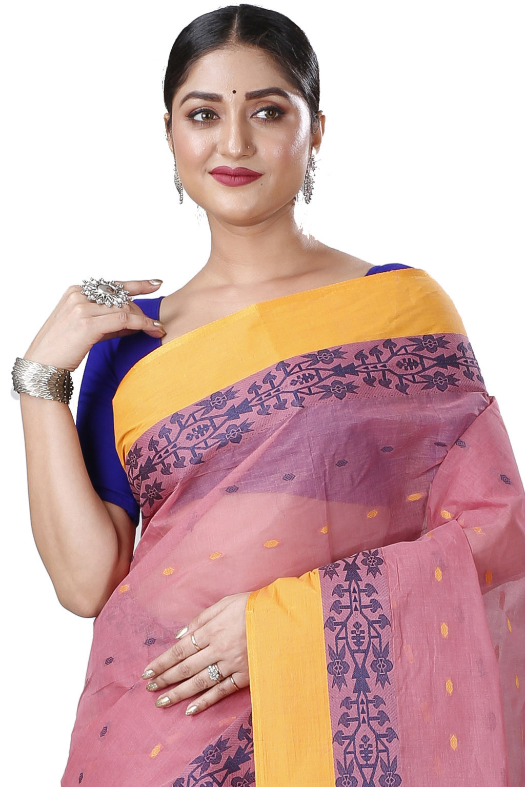 Peach Pure Cotton Apurva Tant Saree (1061)